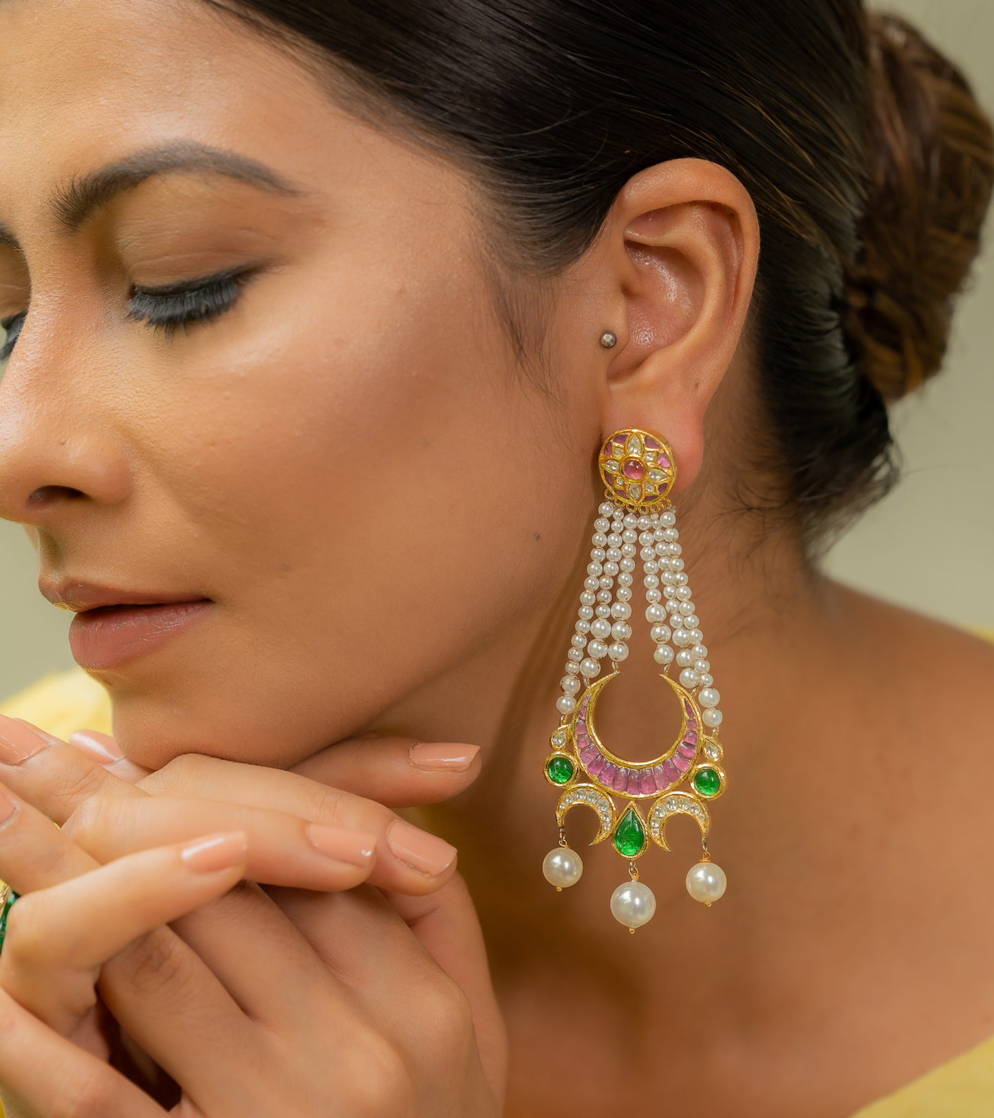 Gold Polki Earrings by UNCUT Jewelry
