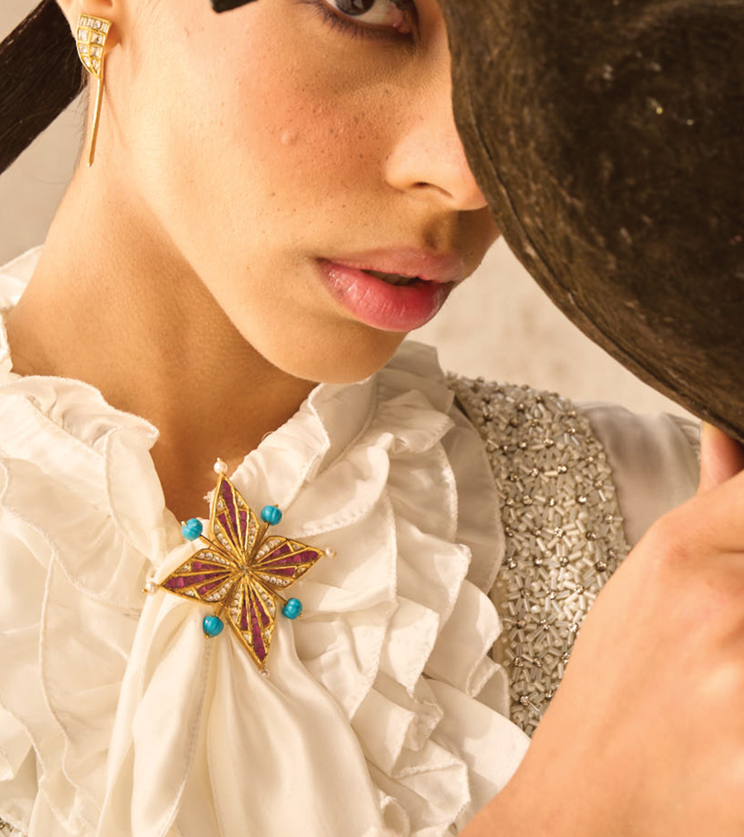 Indian Festive Brooch by UNCUT Jewelry