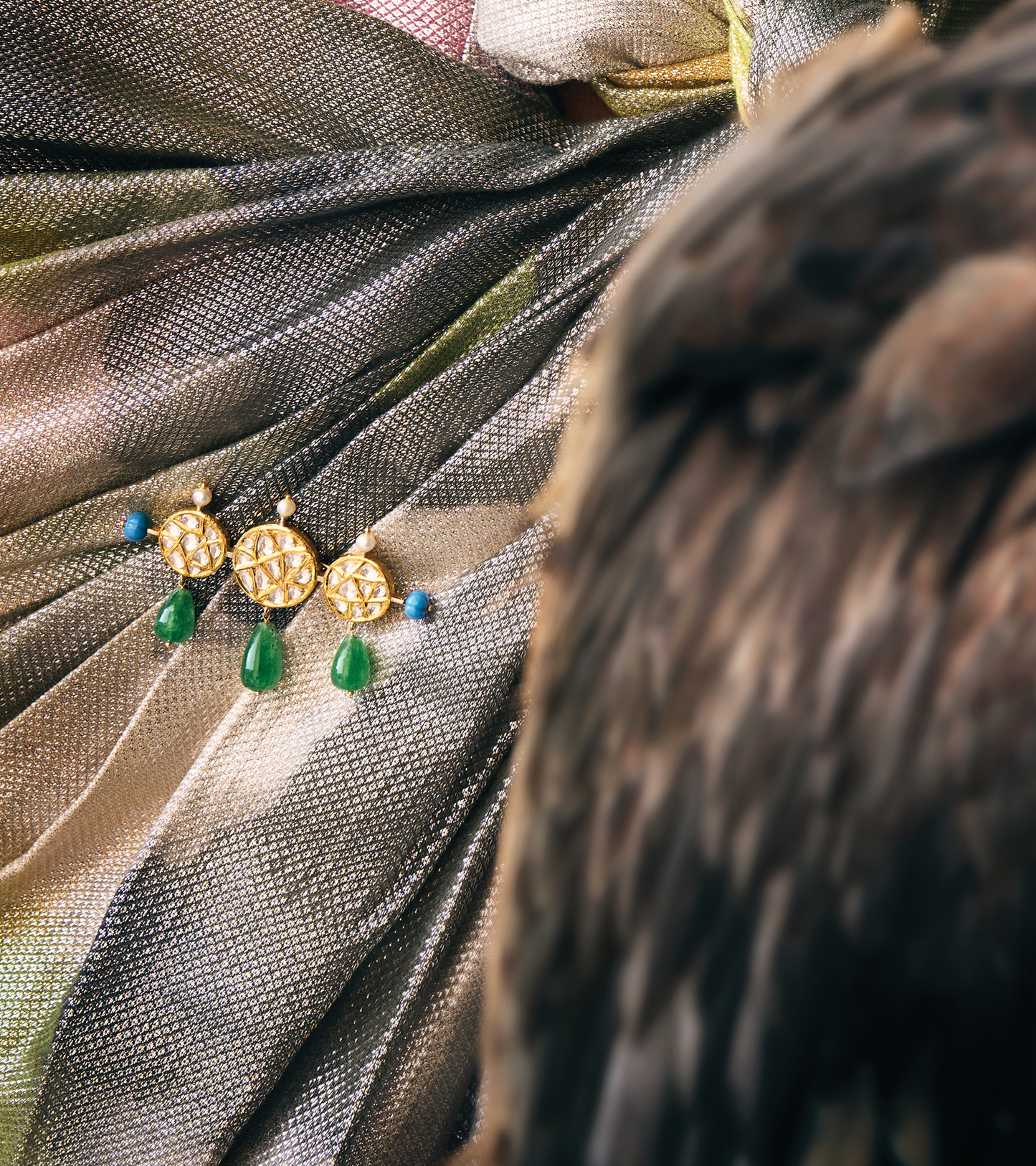 Gold Polki Brooch by UNCUT Jewelry