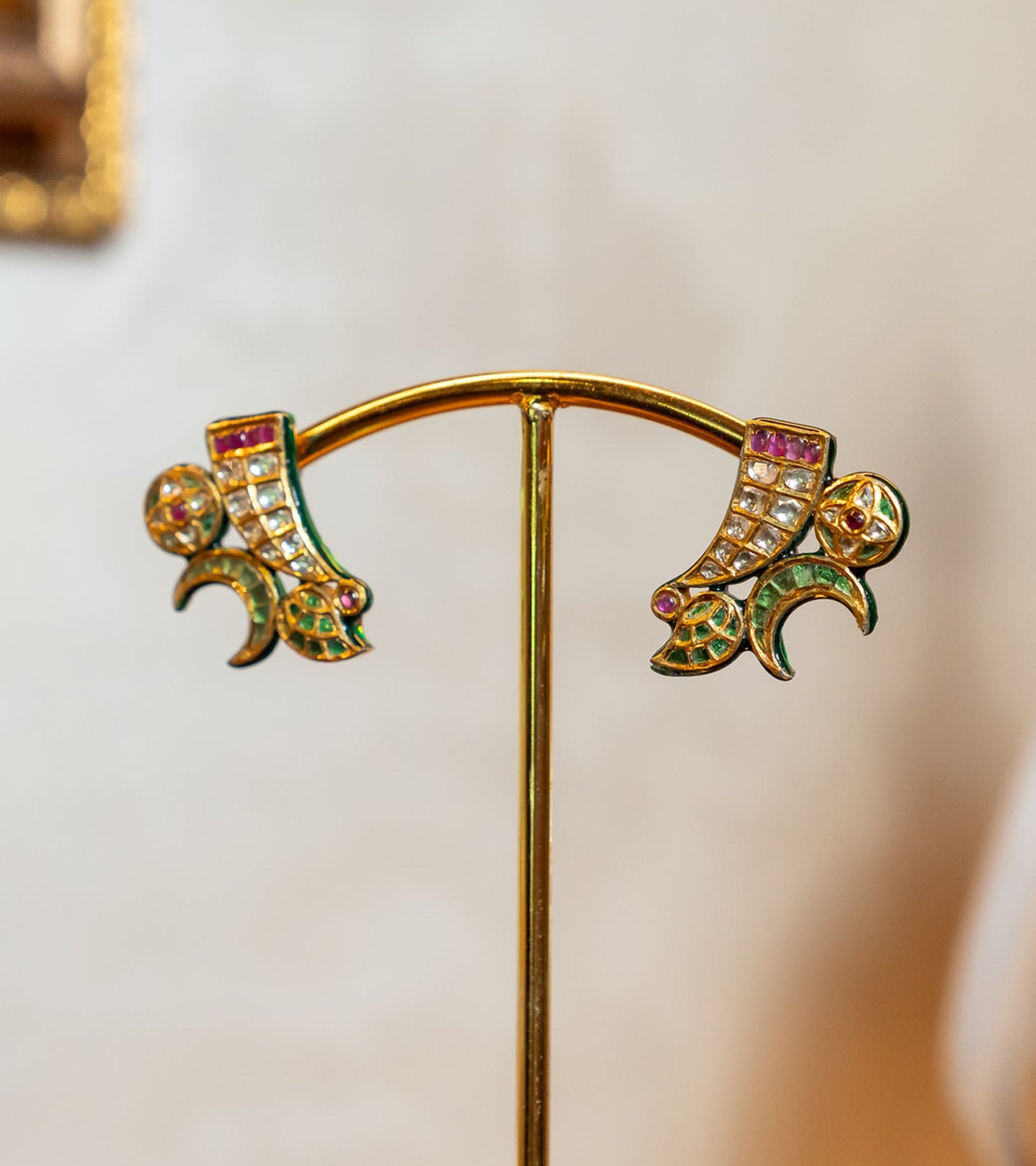 Gold Polki Earrings by UNCUT Jewelry