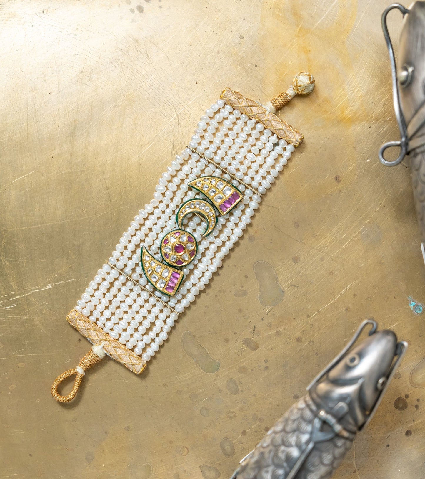 Nura Polki and Ruby Bracelet in Gold