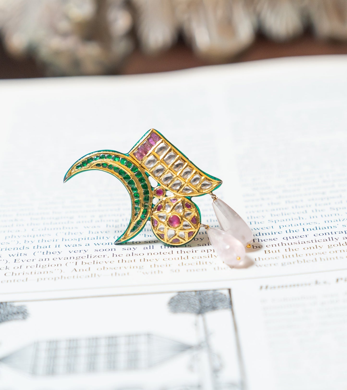 Polki Bridal Brooch by UNCUT Jewelry