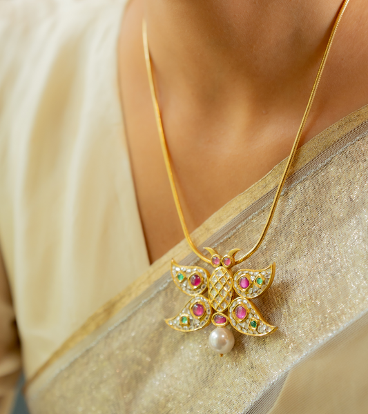 Parrot Polki Pendant | Festive