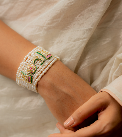 Nura Polki and Ruby Bracelet in Gold