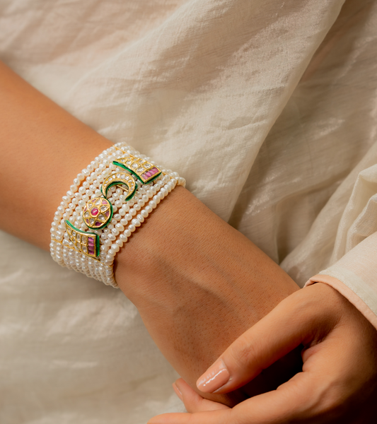 Nura Polki and Ruby Bracelet in Gold